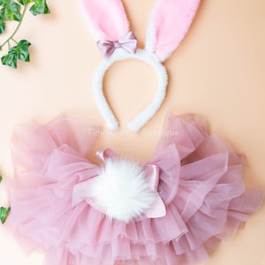 Easter Bunny Tutu Baby Girl, Dusty pink Set Tutu & Headband , Bunny Ears, Easter Tutu Set, Bunny Ears Headband