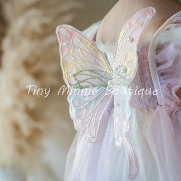 Mameluco de bebé con mariposa arcoíris y alas, conjunto de hada mariposa para bebé, atuendo para primer cumpleaños, conjunto para sesión de fotos de bebé con pastel, mameluco para sesión de fotos de bebé que ya se sienta