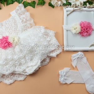 Boho Lace Cake Smash Romper Baby Girl, Birthday Outfit Photo shoots, Christening/Baptism Outfit, Birthday Photo Shoots, Flower Girl Outfit