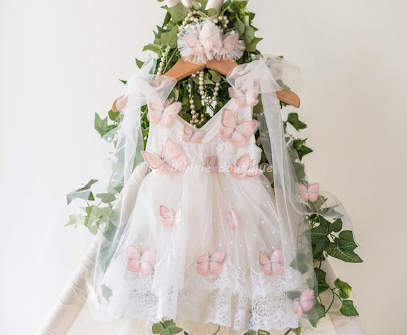 Fairy Butterflies Baby Romper Skirt, Flower girl dress, Princess Baby Dress, Birthday  Girl, Cake Smash Outfit, Photo prop, Sitter romper