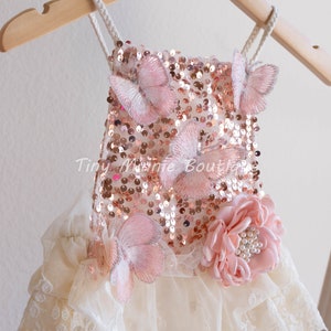 Boho Sequin Butterflies Romper, First Birthday Outfit Baby Girl, Cake Smash Outfit, Photo prop, Sitter romper photography image 6