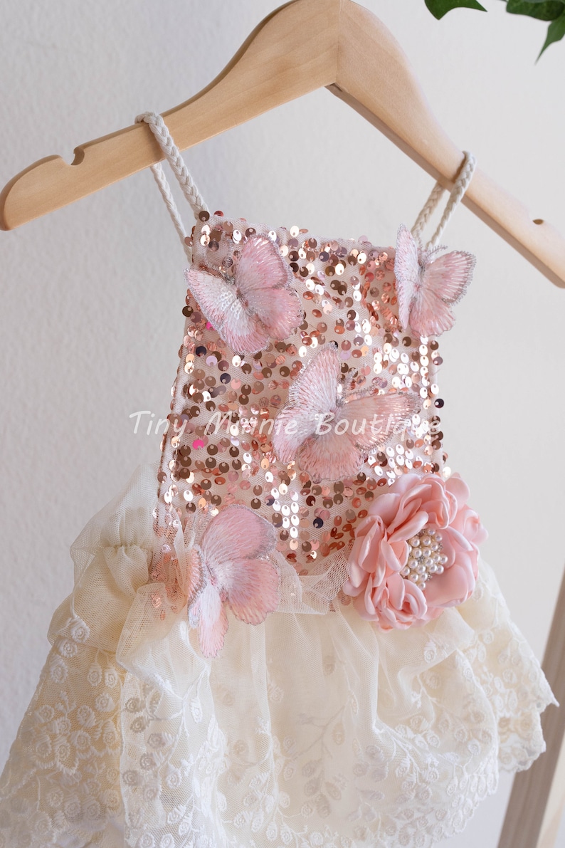 Boho Sequin Butterflies Romper, First Birthday Outfit Baby Girl, Cake Smash Outfit, Photo prop, Sitter romper photography image 6