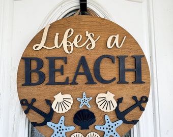 Life’s a Beach Costal Round Door Hanger