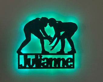 Personalized Lady Wrestling Sign With or Without lights