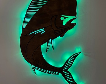 Mahi Mahi Wood Wall Art With Or Without Lights