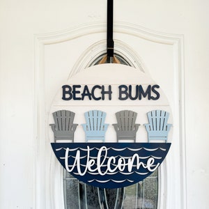 Beach Bums Willkommen Küstenrunder Türschild aus Holz