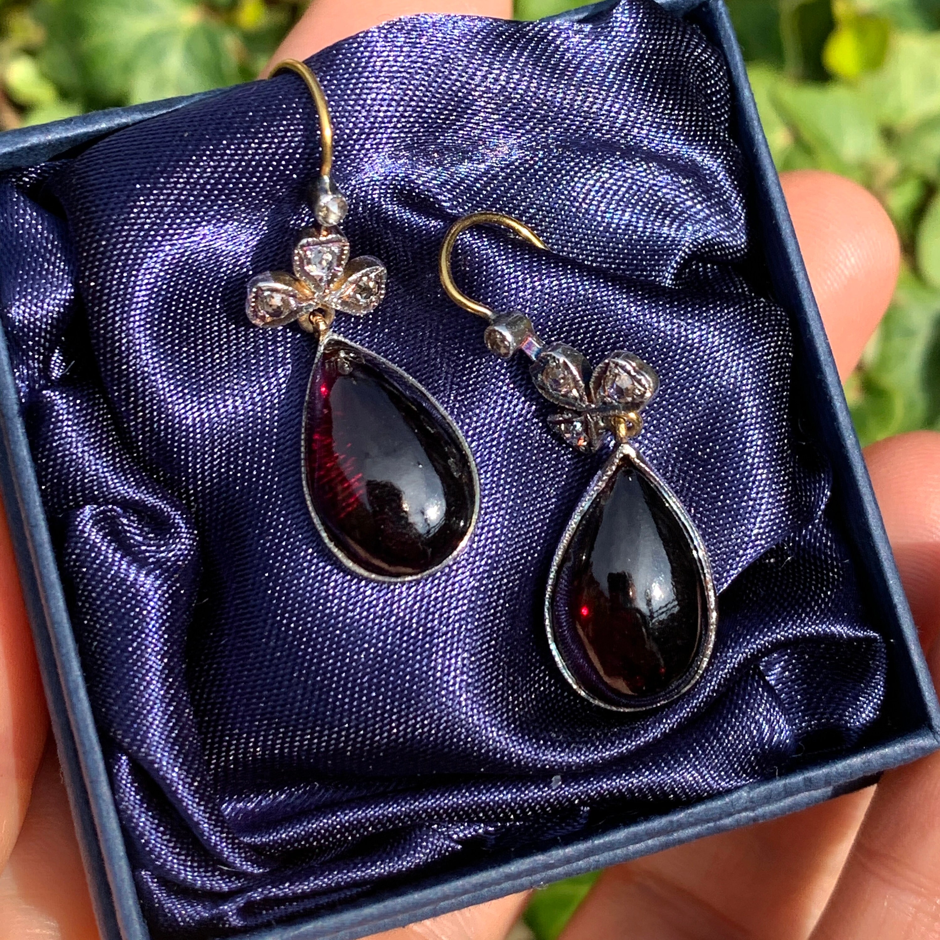 Rose cut tear drop earrings - large main image 0