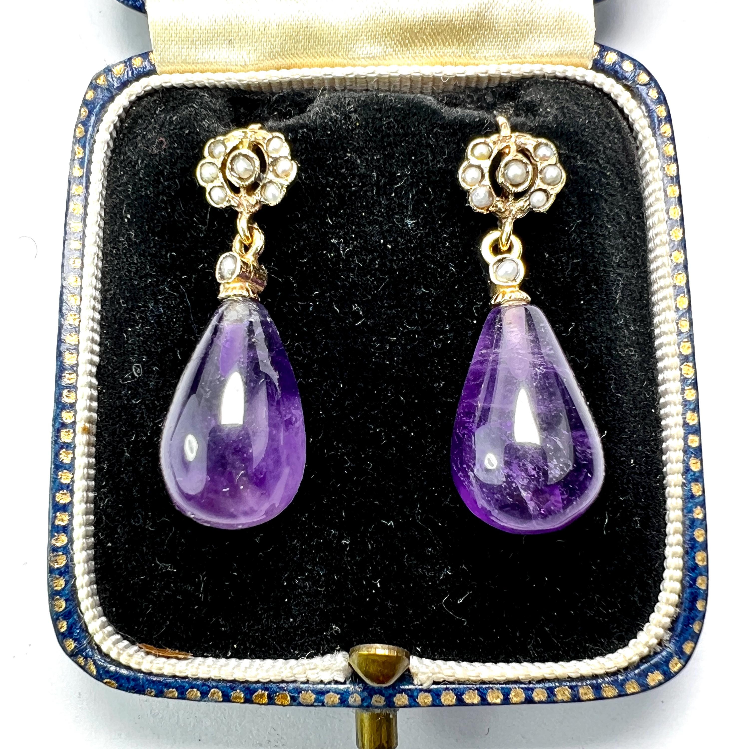 Antique amethyst pearl earrings - Etsy 日本