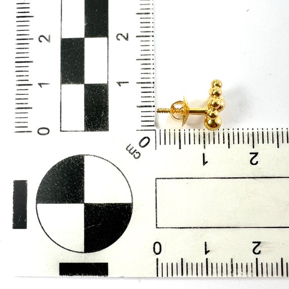 Vintage Solid 22CT Gold Bubble Stud Earrings - image 7