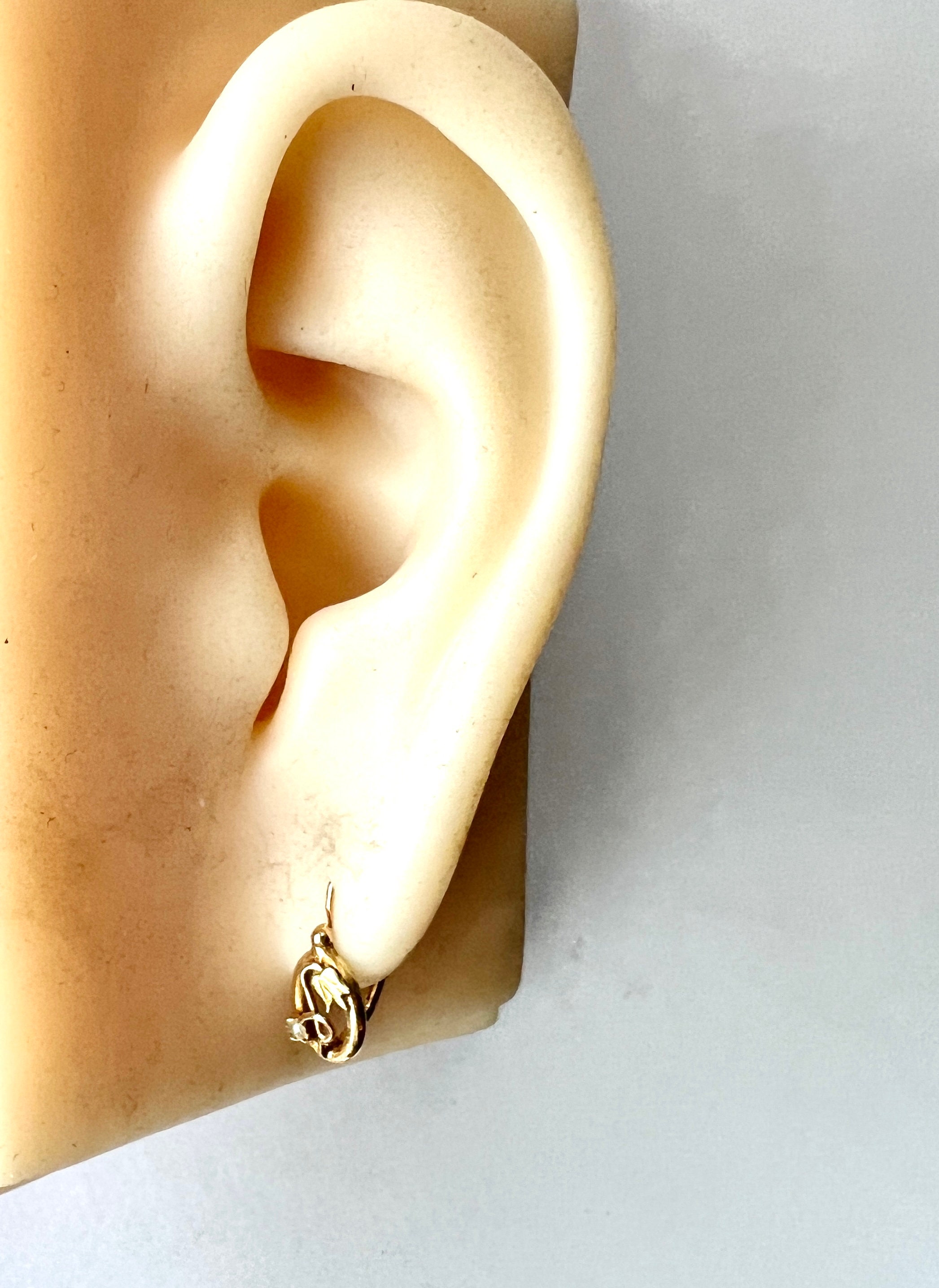 Boucles D'Oreilles Dormeuses Art Nouveau Doré - Sculpture Visage Femme Style Victorien EH6