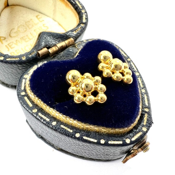 Vintage Solid 22CT Gold Bubble Stud Earrings - image 3