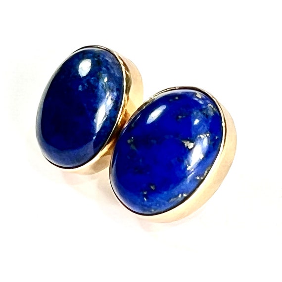 Huge Vintage Lapis Lazuli 9CT Gold Earrings