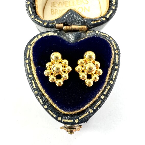Vintage Solid 22CT Gold Bubble Stud Earrings - image 2