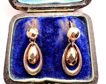 Victorian 9CT Gold Teardrop Day-to-Night Earrings
