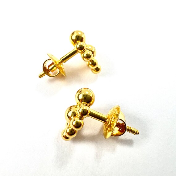 Vintage Solid 22CT Gold Bubble Stud Earrings - image 5