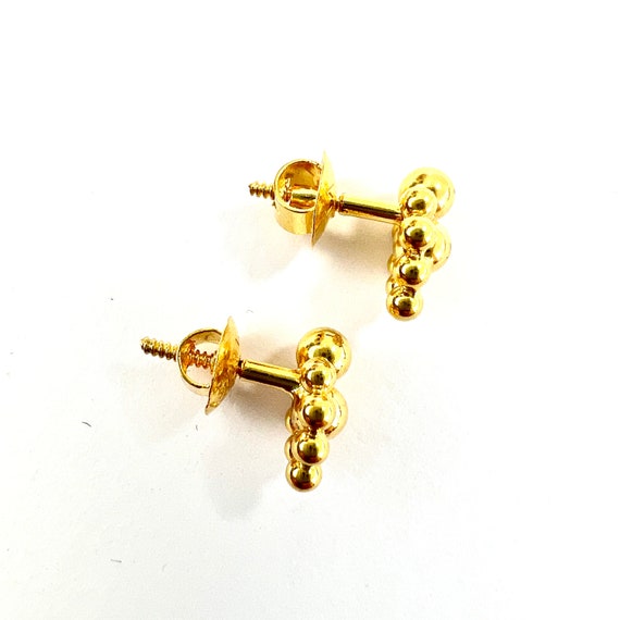 Vintage Solid 22CT Gold Bubble Stud Earrings - image 6