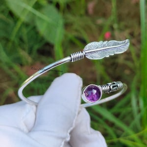 Natural Purple Amethyst Bracelet, 925 Sterling Silver Bangle, Amethyst Bracelet, Handmade Bangle, Amethyst Bangle, Multi Gemstone Bracelet