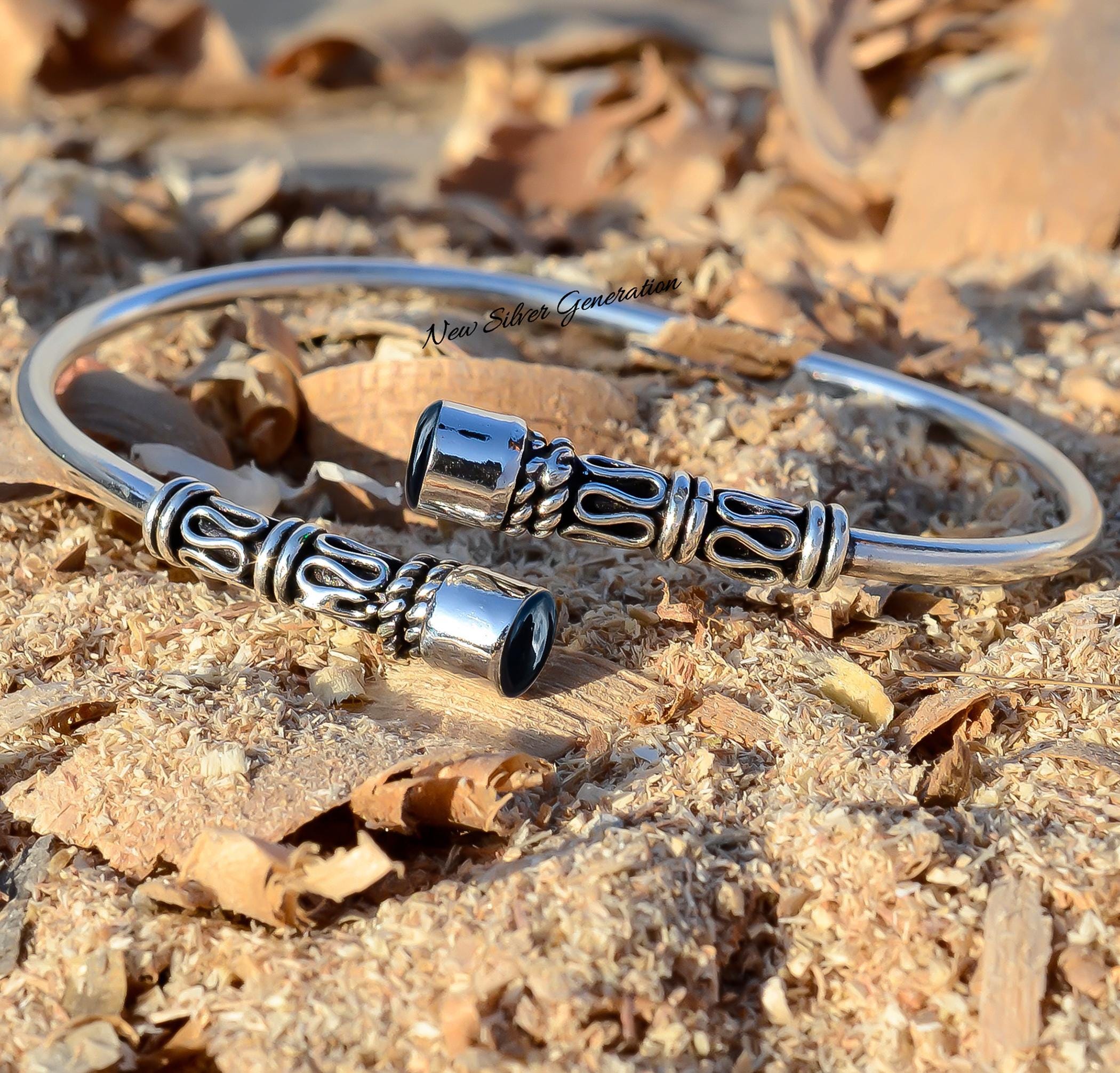 シルバー925 シルバー ブレスレット バングル オニキス オーバル型