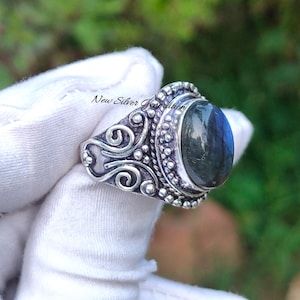 Natural Labradorite Ring, Multi Gemstone Ring, 925 Sterling Silver Ring, Labradorite Ring, Designer Ring, Handmade Ring, Gift For Her