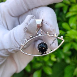 Natural Black Onyx Pendant, 925 Sterling Silver Pendant, Black Onyx Pendant Necklace, Handmade Pendant, Onyx Pendant, Black Eye Pendant