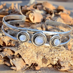 Moonstone Bangle, 925 Sterling Silver Bangle, Natural Moonstone Cuff Bracelet, Adjustable Bracelet, Multi Gemstone Bracelet, Handmade Bangle