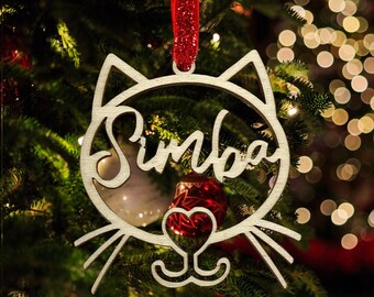 Personalized Cat Ornament, Bauble Christmas Tree decoration
