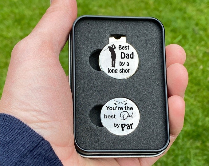 Personalised Magnetic Golf Ball Hat Clip & Markers With a Gift Box Set