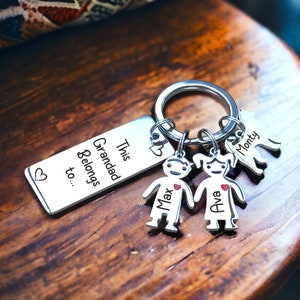 This Grandad Belongs to... Rectangle Polished Personalised Gift For Gandad Keyring, Keychain Fathers Day Gift, Eched Laser Keyring