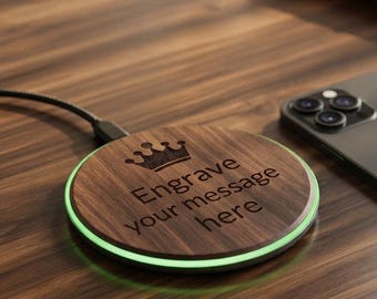 Custom Engraved Walnut Wireless Charger: Personalised Fast Charging Dock