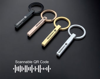Custom Song Gift QR Code Music Keychain: 3D Bar Keyring
