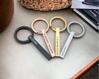 Llavero personalizado con forma de bar / Llavero grabado / Llavero personalizado de 4 lados / Regalo para el Día del Padre / Conduce con seguridad