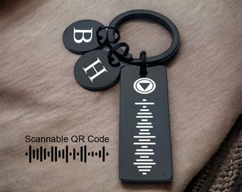 Titanium Keychain - Music QR Code, Custom Engraved, Song Keyring. Personalised Keychain