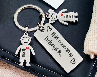 Personalised Gift Keychain For Mummy with Child Charms