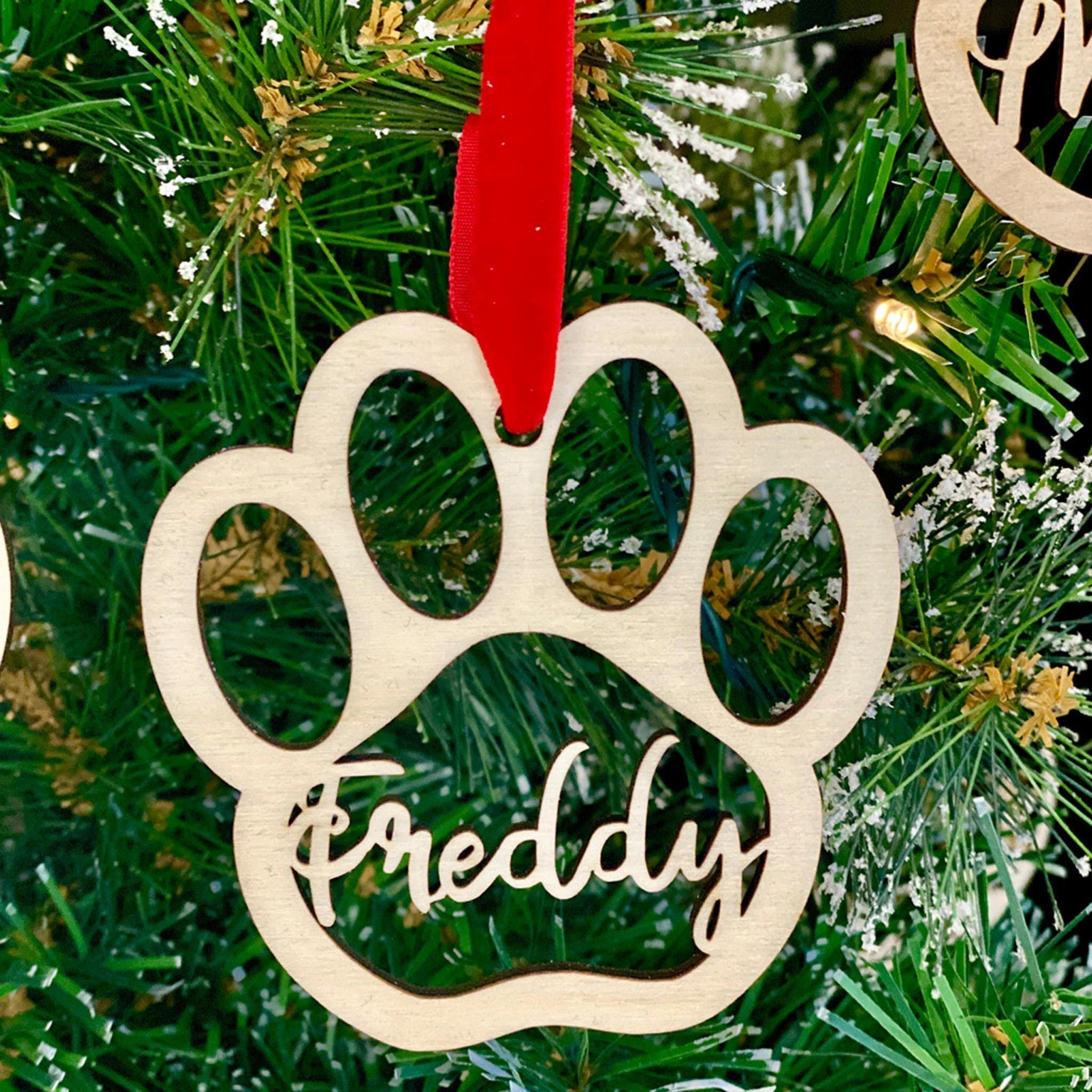 Printtoo Ornamento Di Natale Personalizzato Per Albero – Ricordo Per Cani E Gatti, Acrilico Inciso A Laser Con Nastro Rosso, Regalo Commemorativo Per Animale Domestico