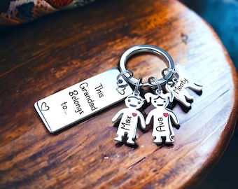 This Grandad Belongs to... Rectangle Polished Personalised Gift, Eched Laser Keyring