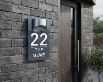 Modern Address Sign, Acrylic Solar Illuminated House Number