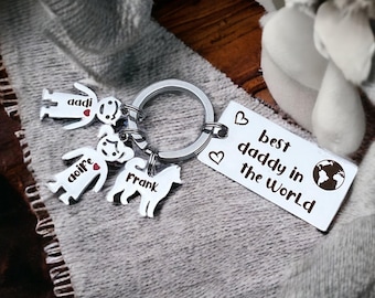 Custom Silver Engraved Keychain, Personalised Keyring, Fathers Day Keepsake.