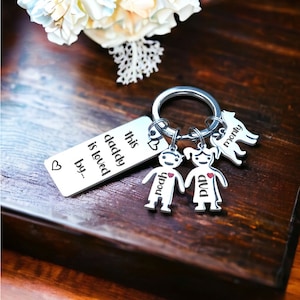This Daddy is loved by… Custom Rectangle Polished keyring, Personalised Keychain.