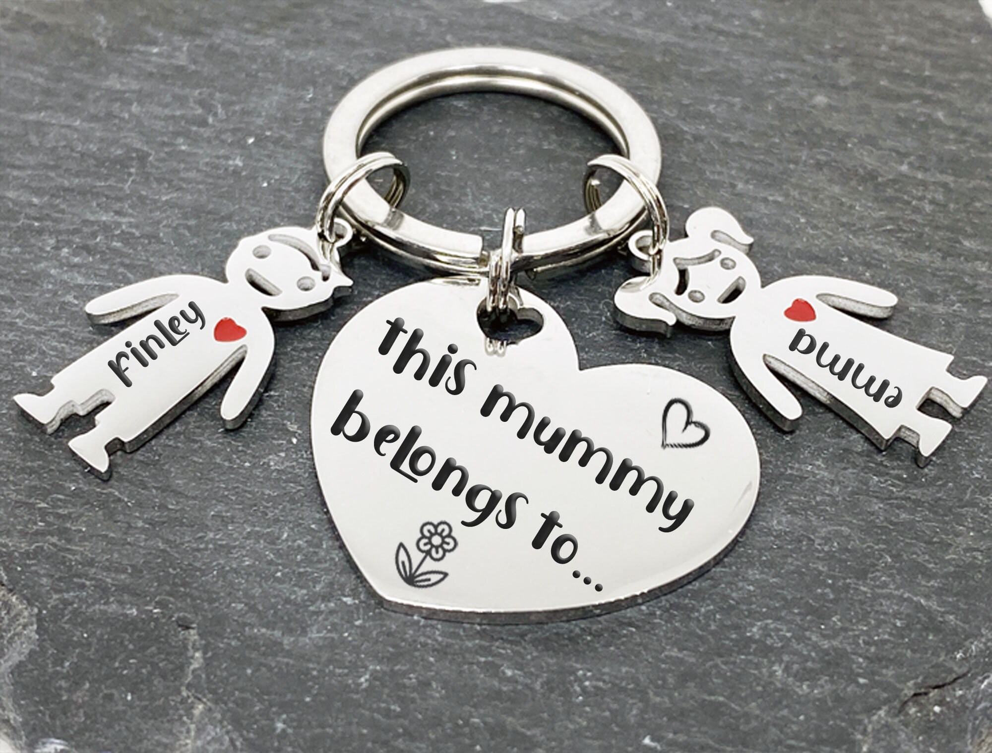 This Mummy Belongs to... Heart Polished Personalised Keychain, Christ…