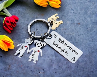 Porte-clés poli personnalisé, à qui appartient cette maman, cadeau de fête des mères