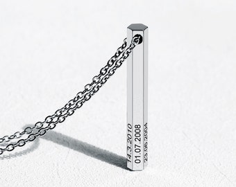 Personalised Hexagonal Bar Rolo Chian Necklace With Smooth Polished Finish. For Men Or Woman