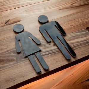 Acrylic Modern Male And Female Restroom, Toilet WC Sign.