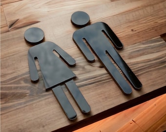 Acrylic Modern Male And Female Restroom, Toilet WC Sign.