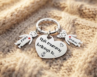 Custom Heart Personalised Keyring, Christmas Keychain  Stocking Filler or Mothers Day Gift.
