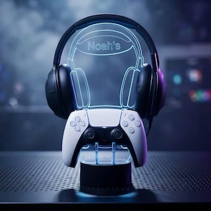 Gaming Controller And Headset Stand, Personalised Multicolour LED