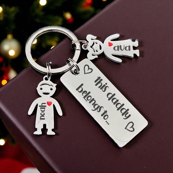 Guida con attenzione-Portachiavi e carta auto con ciondolo 4 nomi per papà regalo della festa di