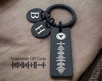 Llavero con código QR musical personalizado, llavero grabado a medida