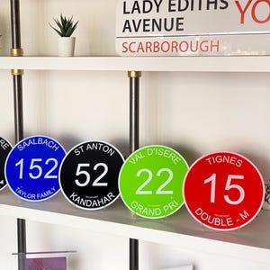 Personalised Family Ski Piste marker: Custom Acrylic Skier Decor, Man Cave Sign