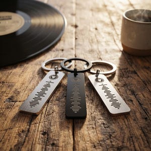 Personalised Music QR Code Keyring, Custom Engraved Keychain