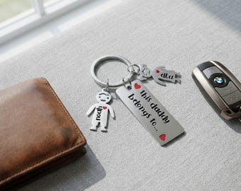 Family Keyring, Stainless Steel Personalised Keychain with Names